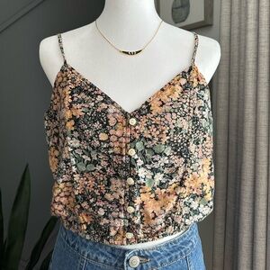 American Eagle Outfitters Floral Camisole in Black and Pink